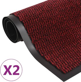 vidaXL 2 db piros négyszögletes bolyhos szennyfogó szőnyeg 120x180 cm