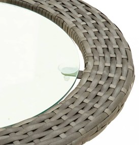 2 részes L-alakú szürke polyrattan kanapészett párnákkal