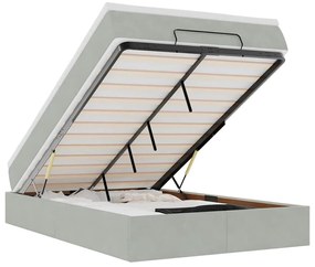 világosszürke bársony ottomán ágy matraccal 120x190 cm