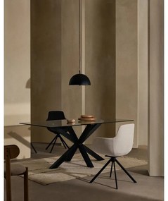 Étkezőasztal üveg asztallappal, fekete lábakkal - 160 x 90 cm - Kave Home