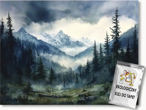 Fotótapéta Flizelina Tájkép Hegyek Csúcsok Erdő Fák Vihar 104x70,5 ragasztó