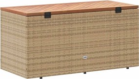 vidaXL bézs polyrattan és akácfa kerti tárolóláda 110 x 50 x 54 cm