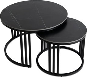 Kerámia dohányzóasztal szett fekete márvány/fekete színben JERRY