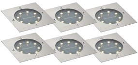 6 darabos szögletes alumínium LED-es földbe süllyeszthető lámpaszett IP65 szolár - Terry