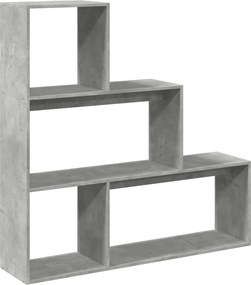 vidaXL 3 szintes betonszürke fa elválasztó könyvespolc 123x29x123 cm