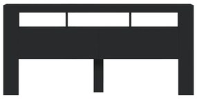 fekete szerelt fa LED-es fejtámla 220x18,5x103,5 cm