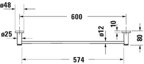 Duravit 99241000 - Falra szerelhető törölközőtartó D-CODE 64,5 cm, fényes króm