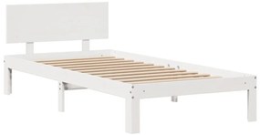 fehér tömör fenyőfa könyvespolcos ágy matrac nélkül 150x200 cm