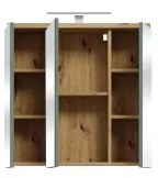 VENOM fali fürdőszobaszekrény tükörrel zöld/artisan tölgy