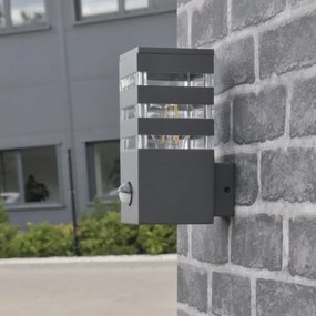 Kültéri fali lámpa TEKSAS szenzorral 1xE27/12W/230V IP44 antracit
