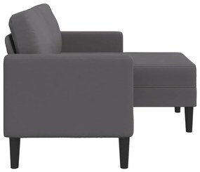 szürke műbőr 2 üléses kanapé L-alakú kanapéval 125 cm