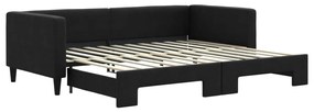 fekete kihúzható szövet heverő 90x200 cm