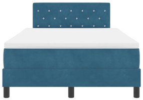 Box Spring ágy matraccal és LED világítással, Sötétkék, 120x190 cm, bársony