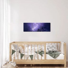 Kép - lila égbolt és villám (órával) (90x30 cm)