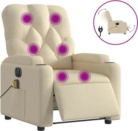 vidaXL krémszínű szövet dönthető elektromos masszázsfotel