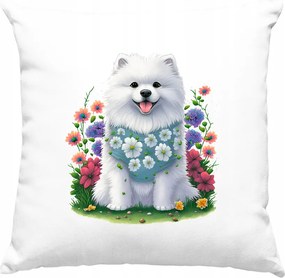 Kutya párna Kutya Virágok Művészet 8 Fehér