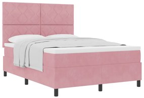 Boxspring Ágy matraccal Rózsaszín 140x200 cm Bársonyos