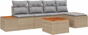 vidaXL Kerti Kanapé Szett 6 pcs Beige és Világosszürke Polyrattan