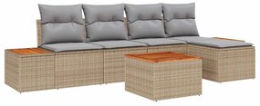 vidaXL Kerti Kanapé Szett 6 pcs Beige és Világosszürke Polyrattan