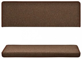15 db lépcsőszőnyeg, barna, téglalap alakú széllel, 65 x 21 x 4 cm