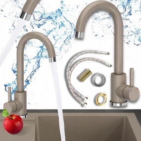 Konyhai Csaptelep Bézs Mosogató Álló perlátor Konyhai Csaptelep 3az1ben