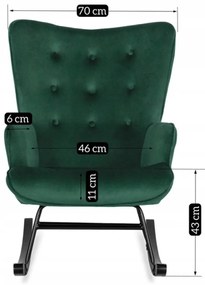 Zöld Hintafotel Bársony Kárpittal. ELIS