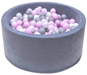 Száraz, SZÜRKE MEDENCE gyermekeknek "90x40" labdákkal 200 db standard labdák színe: rózsaszín