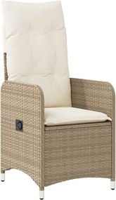 vidaXL bézs polyrattan dönthető kerti szék párnákkal