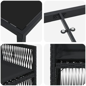 5 Darabos Kert Étlkező Szett Párnákkal Fekete Poly Rattan