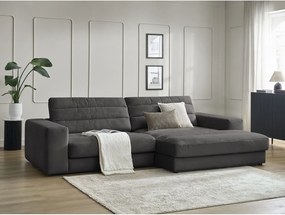 Antracitszürke bársony sarokkanapé (jobb oldali-heverő résszel) Sierra – Bobochic Paris