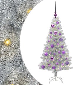 vidaXL Karácsonyfa 150 LED-del állvánnyal Ezüst 120 cm PET