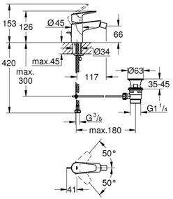 GROHE 23345001 - START EDGE bidé csaptelep fényes króm