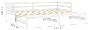 fehér tömör fenyőfa kihúzható kanapéágy 2 x (90 x 200) cm