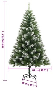 csuklópántos műkarácsonyfa hóval 150 cm