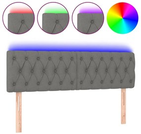 sötétszürke szövet LED-es fejtámla 144 x 7 x 78/88 cm