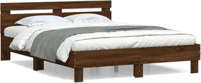 vidaXL barna tölgy színű szerelt fa ágykeret fejtámlával 140x190 cm