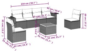 7 részes fekete polyrattan kerti ülőgarnitúra párnával