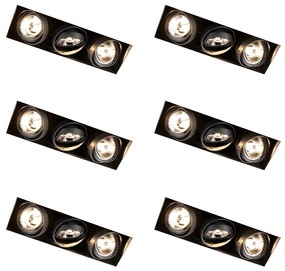 6 darabos süllyesztett spotlámpa készlet fekete GU10 AR70 keret nélküli 3-lámpás - Oneon