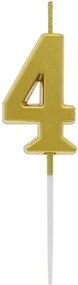 Arany Metallic számgyertya, tortagyertya 4-es