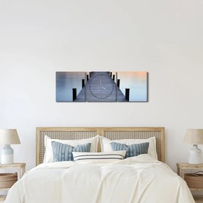 Kép - Móló a Starnberger-tónál, Bajorország, Németország (órával) (90x30 cm)