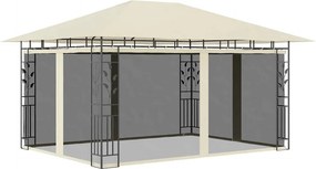 vidaXL krémszínű pavilon szúnyoghálóval 4 x 3 x 2,73 m 180 g/m²