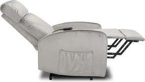 Fotel Elektrycznie Rozkładany COLTON z Funkcją Wstawania Szary Welurowy