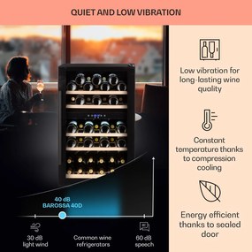 Klarstein Barossa 40D, borhűtő,135 liter, 2 zóna, 41 palack, üvegajtó, érintőképernyős