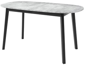 Asztal Edmond 114Fekete, Szürke márvány, 77x80x150cm, Hosszabbíthatóság, Laminált forgácslap, Fa