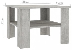 betonszürke szerelt fa dohányzóasztal 60 x 60 x 42 cm