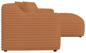 Terrakotta színű kordbársony sarokkanapé (jobb oldali-heverő résszel) Martin – Ropez