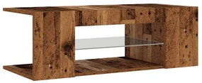 antik fa színű szerelt fa TV-szekrény LED-ekkel 90x39x30 cm