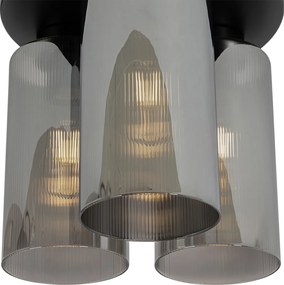 Art Deco mennyezeti lámpa fekete füstüveggel 3-lámpás - Laura