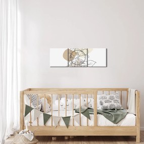 Kép - Bézs virágok pillangóval N⁰1 (órával) (90x30 cm)