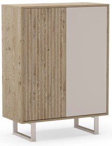 Szürke-natúr színű szekrény tölgyfa dekorral 90x120 cm Millay – Marckeric